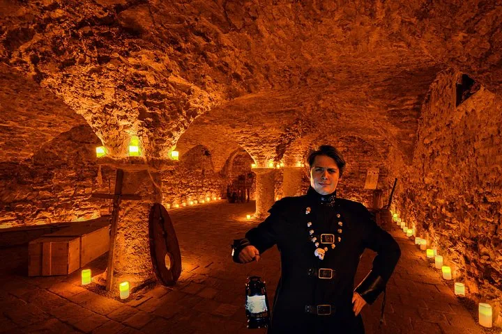 Dungeon and medieval underground on a ghost tour of Old Town in Prague, Czechia