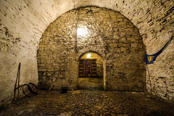Medieval underground beneath Prague Old Town on a ghost tour style dungeon walk, Czechia
