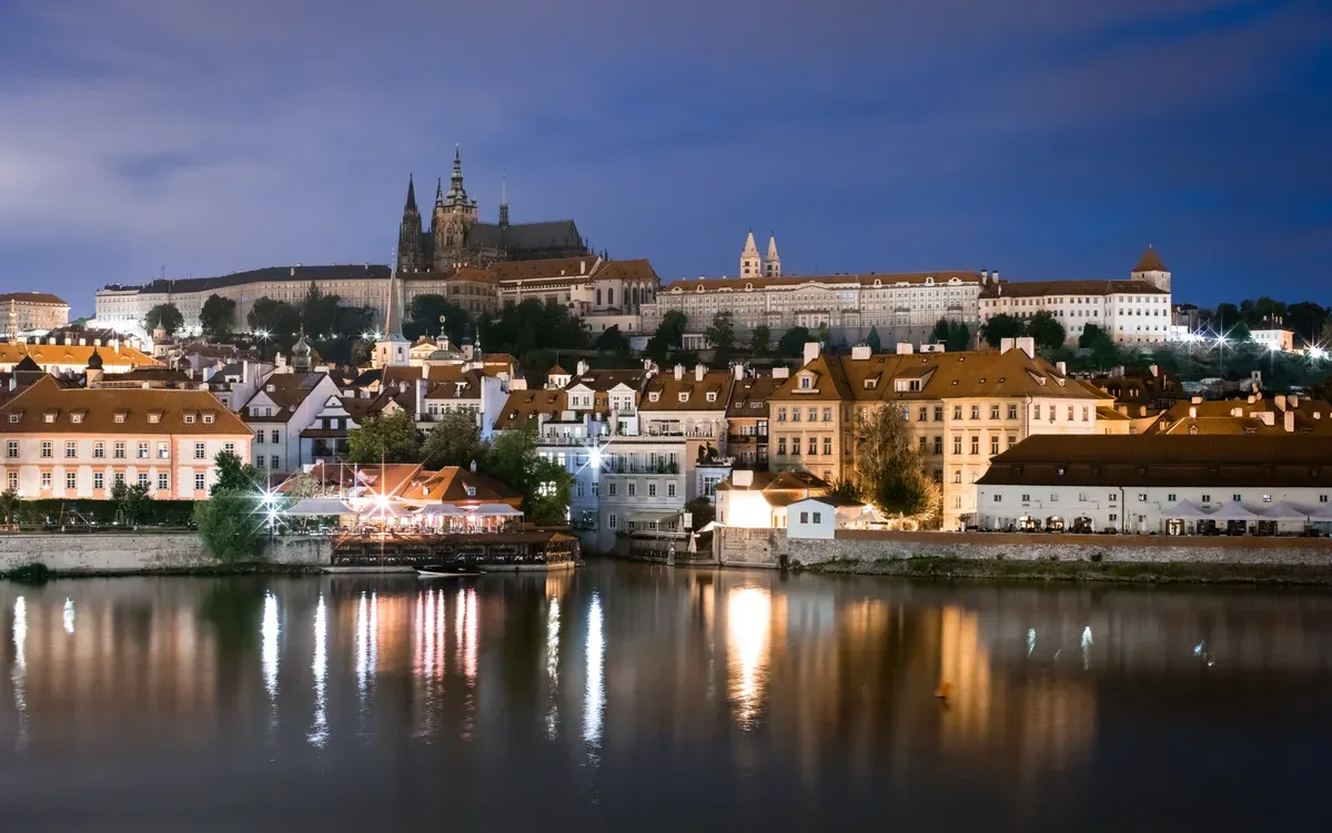Prague Castle at night on the castle district mysteries and alchemy walk